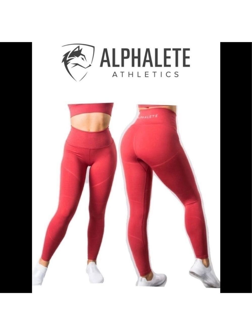 ALPHALETE Revival Leggings Coral Red high waisted Sz XS